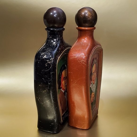 Pair Vntg Jim Beam Bottles Decanters Chopin Beethoven design by Edward Weiss - Picture 10 of 13
